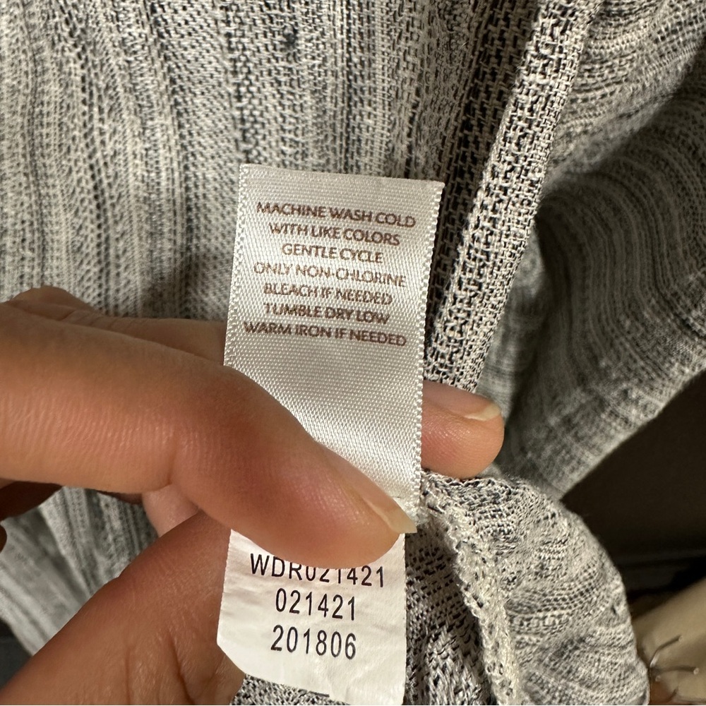 Pure Jill 100% Linen Faux Wrap Shift Dress Gray Lagenlook Sleeveless Size XL - Picture 13 of 13